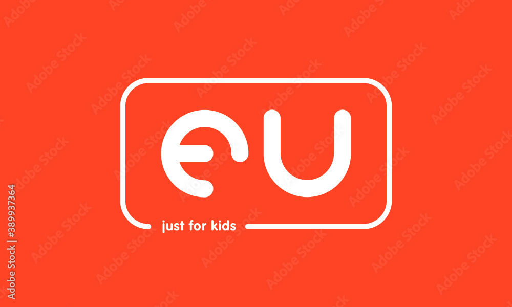 Premade framed kids logo initials monogram kids modern soft on red background Premade framed kids logo initials monogram kids modern soft on red background