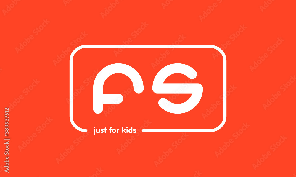 Premade framed kids logo initials monogram kids modern soft on red background Premade framed kids logo initials monogram kids modern soft on red background