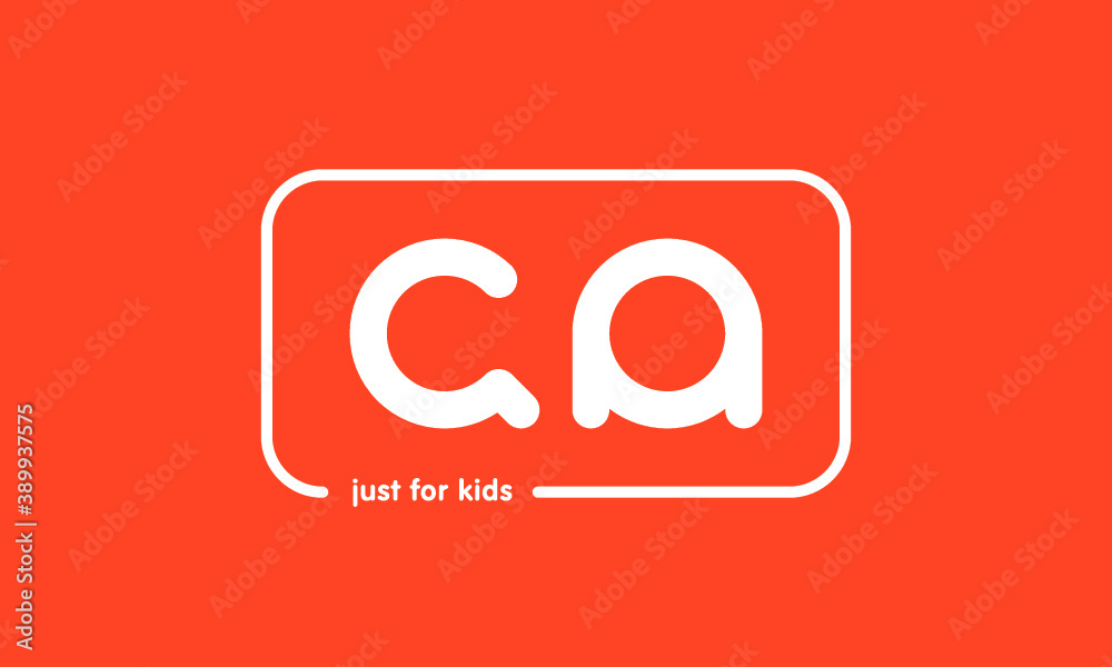 Premade framed kids logo initials monogram kids modern soft on red background Premade framed kids logo initials monogram kids modern soft on red background