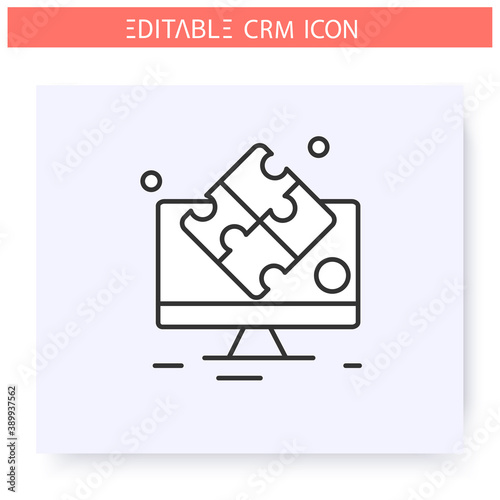 Collaborative CRM line icon. External contacts integrating and strategy building system. Automating workflow processes. Customer relationship management. Isolated vector illustration. Editable stroke 