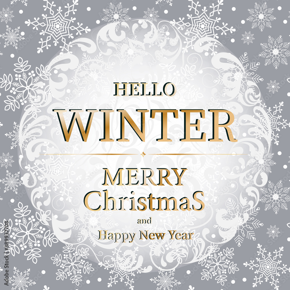 Vector winter background. Hello winter, christmas or new year