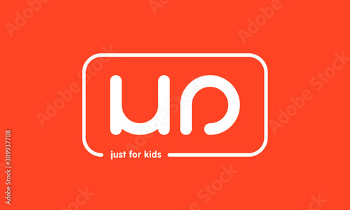 Premade framed kids logo initials monogram kids modern soft on red background © ochakov