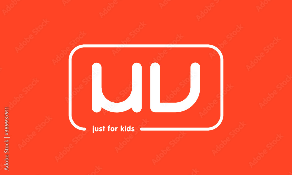 Premade framed kids logo initials monogram kids modern soft on red background Premade framed kids logo initials monogram kids modern soft on red background