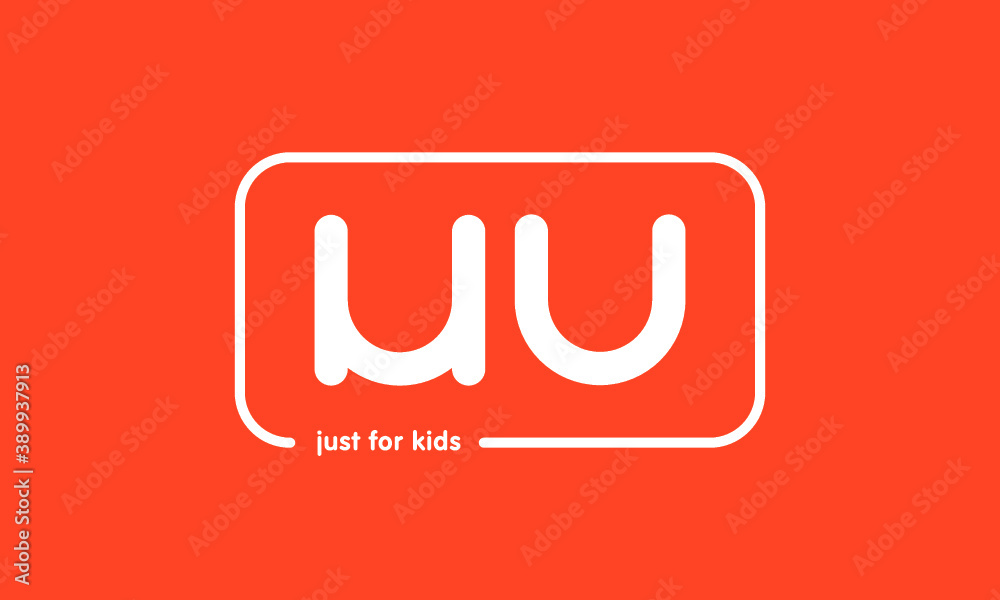 Premade framed kids logo initials monogram kids modern soft on red background Premade framed kids logo initials monogram kids modern soft on red background