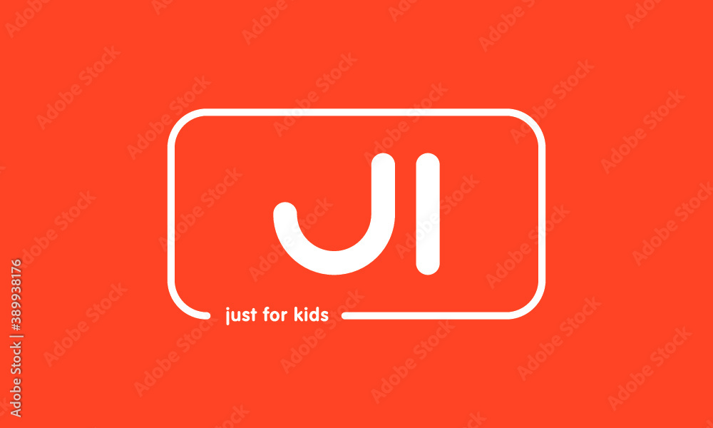 Premade framed kids logo initials monogram kids modern soft on red background Premade framed kids logo initials monogram kids modern soft on red background