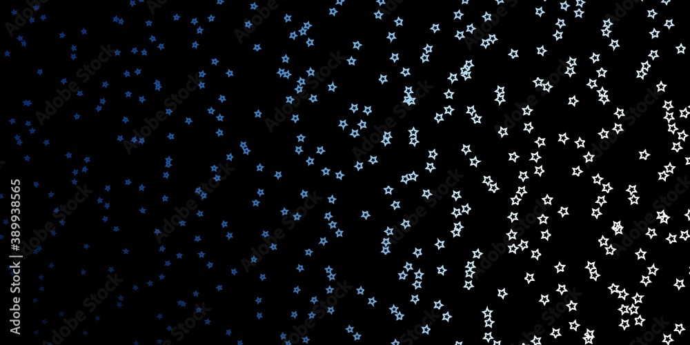 Dark BLUE vector template with neon stars.