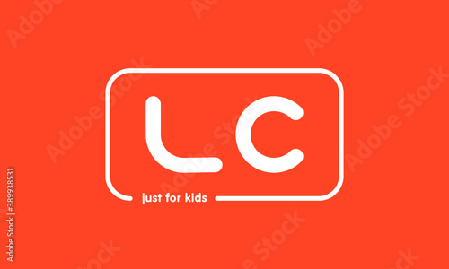 Free Download Premade framed kids logo initials monogram kids modern soft on red background - GFXLoad