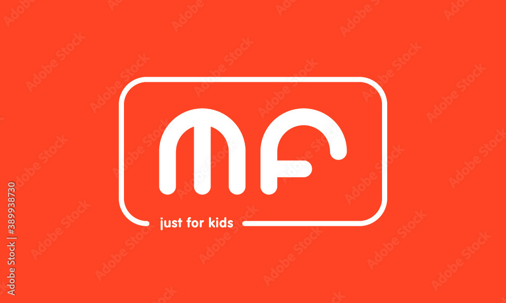 Premade framed kids logo initials monogram kids modern soft on red background Premade framed kids logo initials monogram kids modern soft on red background