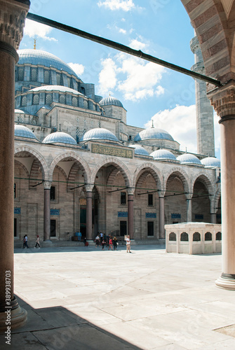 Suleymaniye Mosque from the main entrance to the mosque.