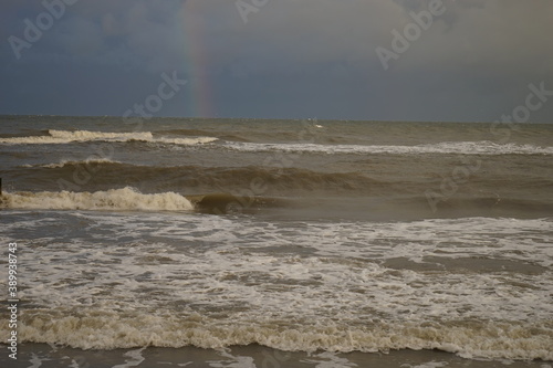 Fototapeta Naklejka Na Ścianę i Meble -  rainbow over the Baltic Sea in Zelenogradsk