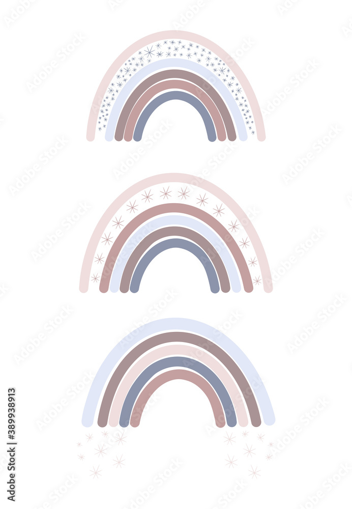 Cute rainbow poster for kid's room decoration. Boho style, vector illustration Cute rainbow poster for kid's room decoration. Boho style, vector illustration