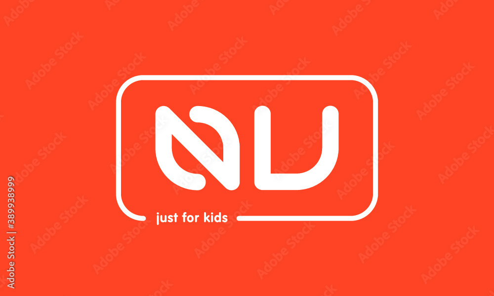 Premade framed kids logo initials monogram kids modern soft on red background Premade framed kids logo initials monogram kids modern soft on red background