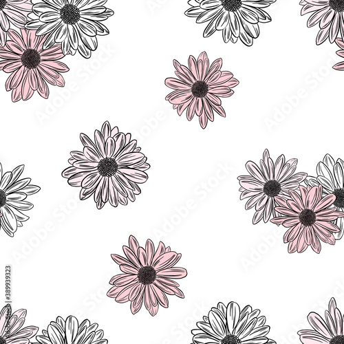 Fototapeta Naklejka Na Ścianę i Meble -  Seamless Pattern of daisies.  Fashion Print Design. camomile pattern