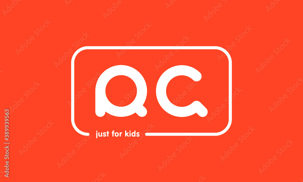 Premade framed kids logo initials monogram kids modern soft on red background Premade framed kids logo initials monogram kids modern soft on red background