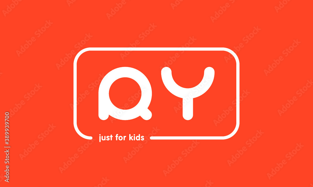 Premade framed kids logo initials monogram kids modern soft on red background Premade framed kids logo initials monogram kids modern soft on red background