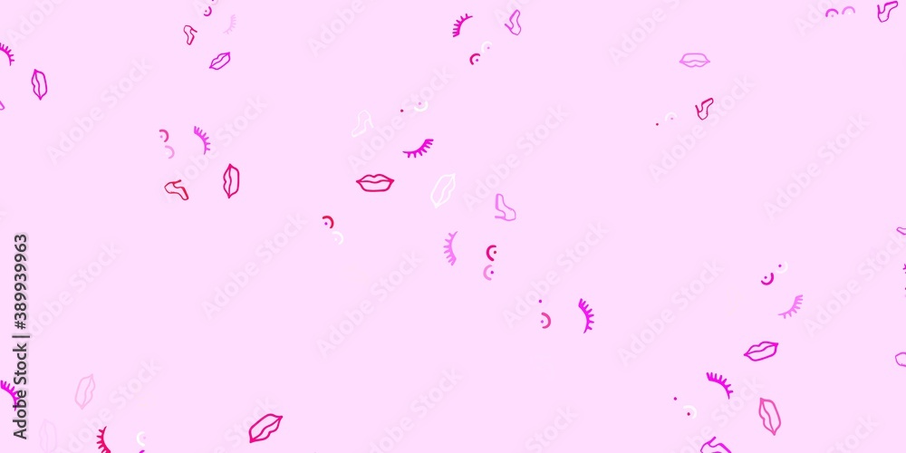 Light Pink vector template with businesswoman signs.