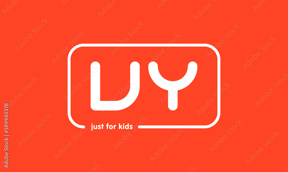 Premade framed kids logo initials monogram kids modern soft on red background Premade framed kids logo initials monogram kids modern soft on red background