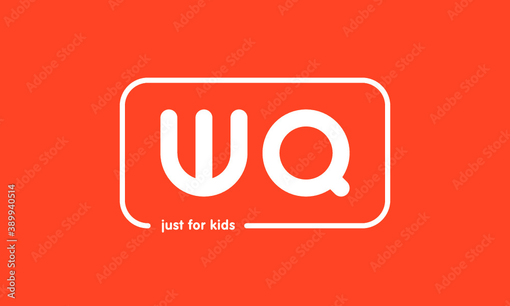 Premade framed kids logo initials monogram kids modern soft on red background Premade framed kids logo initials monogram kids modern soft on red background