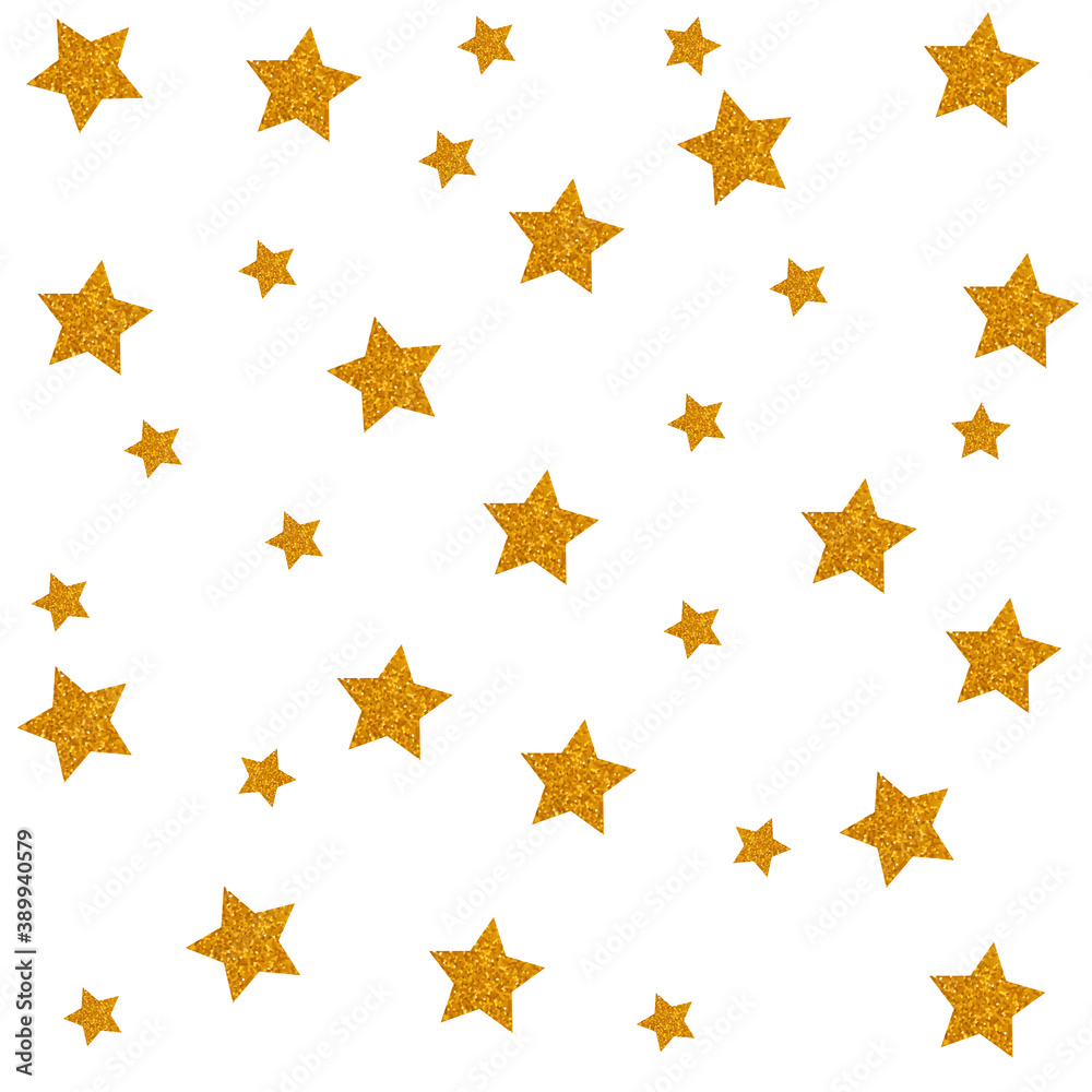 Seamless pattern with shiny gold stars, white background Seamless pattern with shiny gold stars, white background