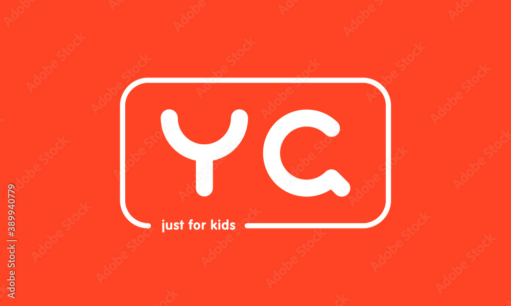 Premade framed kids logo initials monogram kids modern soft on red background Premade framed kids logo initials monogram kids modern soft on red background
