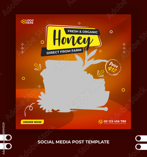 Honey sale social media post or square banner design template