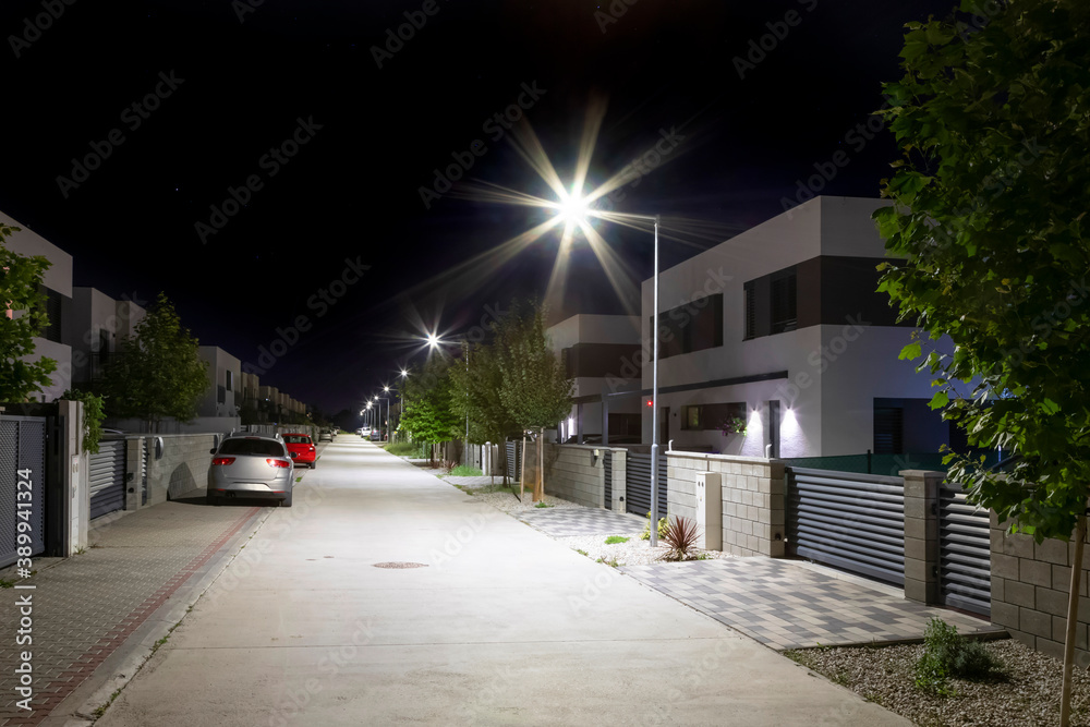 modern quiet and safety urban road with bright LED illumination