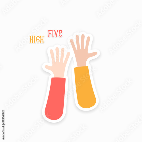 Hands giving a high five. Two hands clap vector illustration