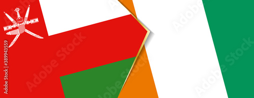 Oman and Ivory Coast flags, two vector flags.