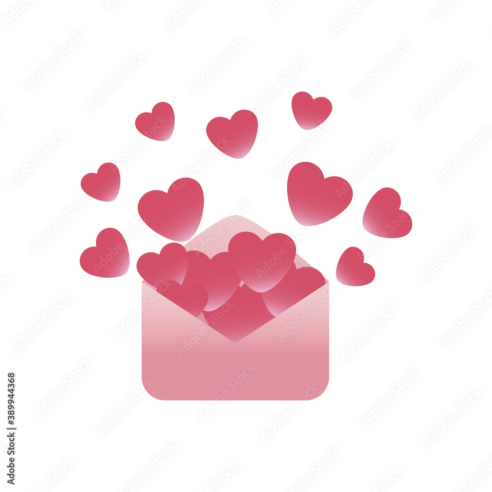 Valentines day love letter and email icon design stock vector illustration