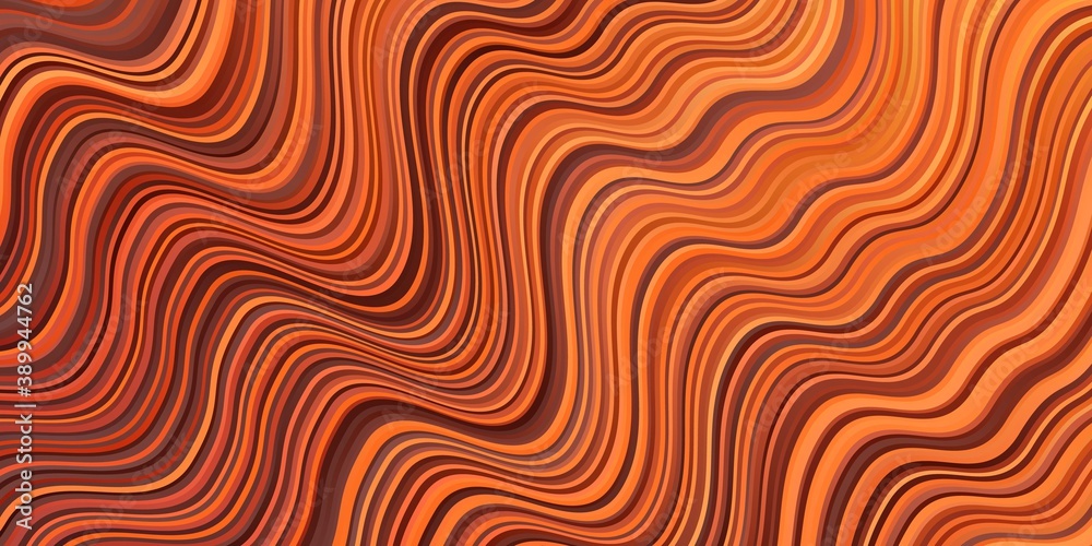 Dark Orange vector pattern with curved lines.