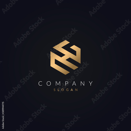 Minimalist Modern and Creative real estate CHG letter logo icon design. House, GHC Property development, construction and building company logotype template with gold color. photo