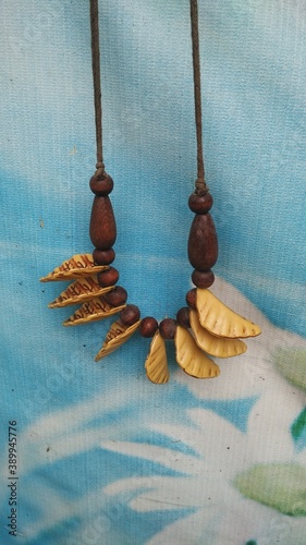 Hand crafted stone and wood necklace
