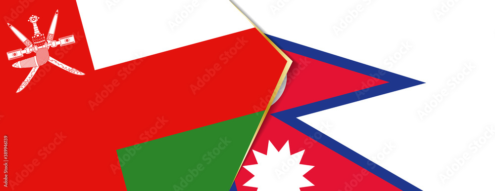 Oman and Nepal flags, two vector flags. Oman and Nepal flags, two vector flags.