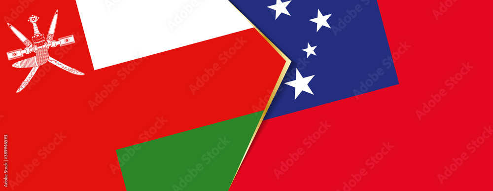 Oman and Samoa flags, two vector flags. Oman and Samoa flags, two vector flags.