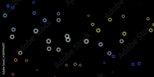 Dark blue, yellow vector template with flu signs.