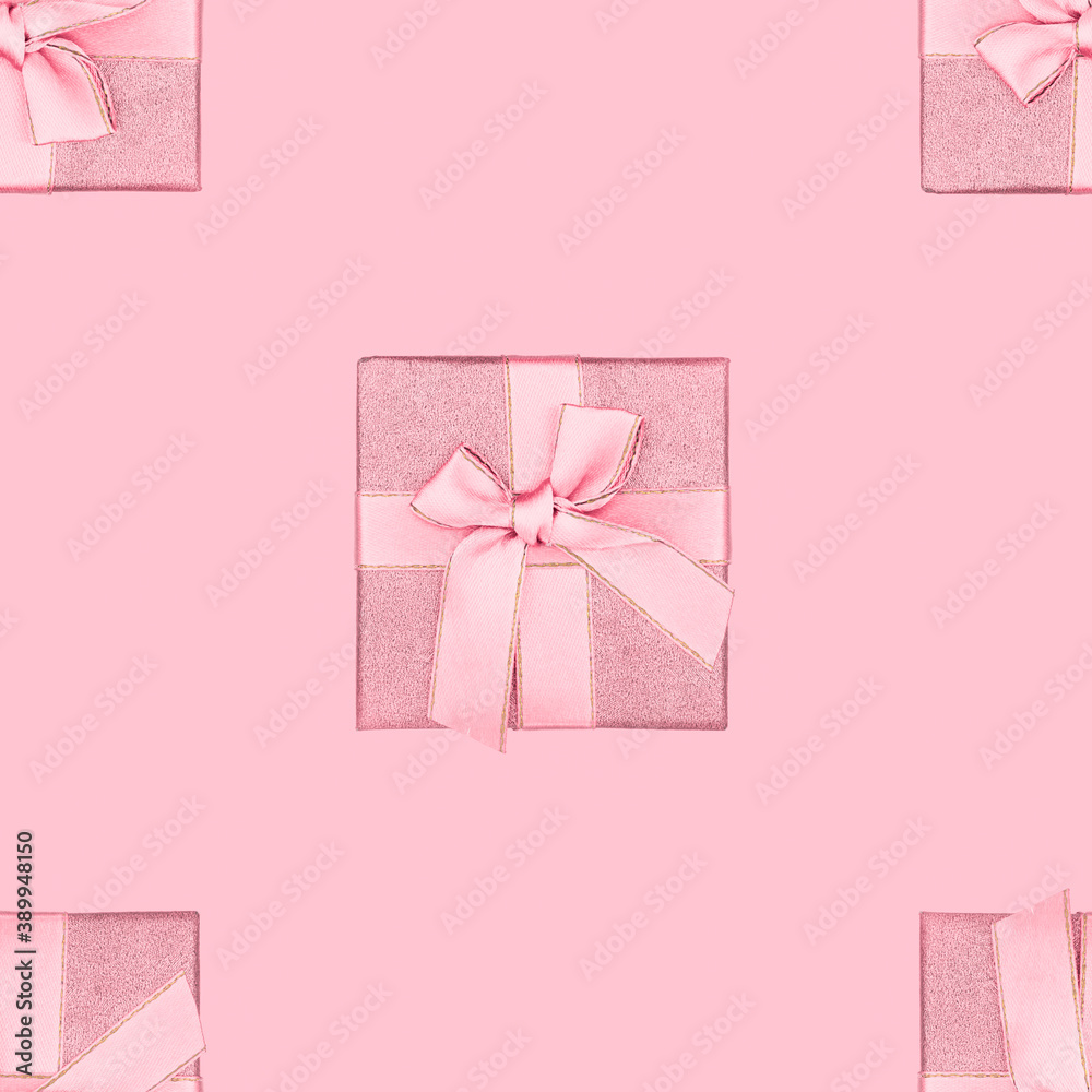 Seamless pattern for gifts.Background on the theme of the holiday and gifts.