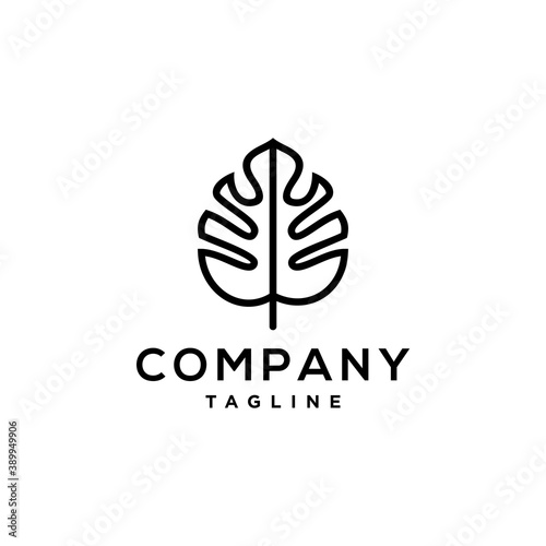 monstera deliciosa deliciousa leaf logo vector icon illustration