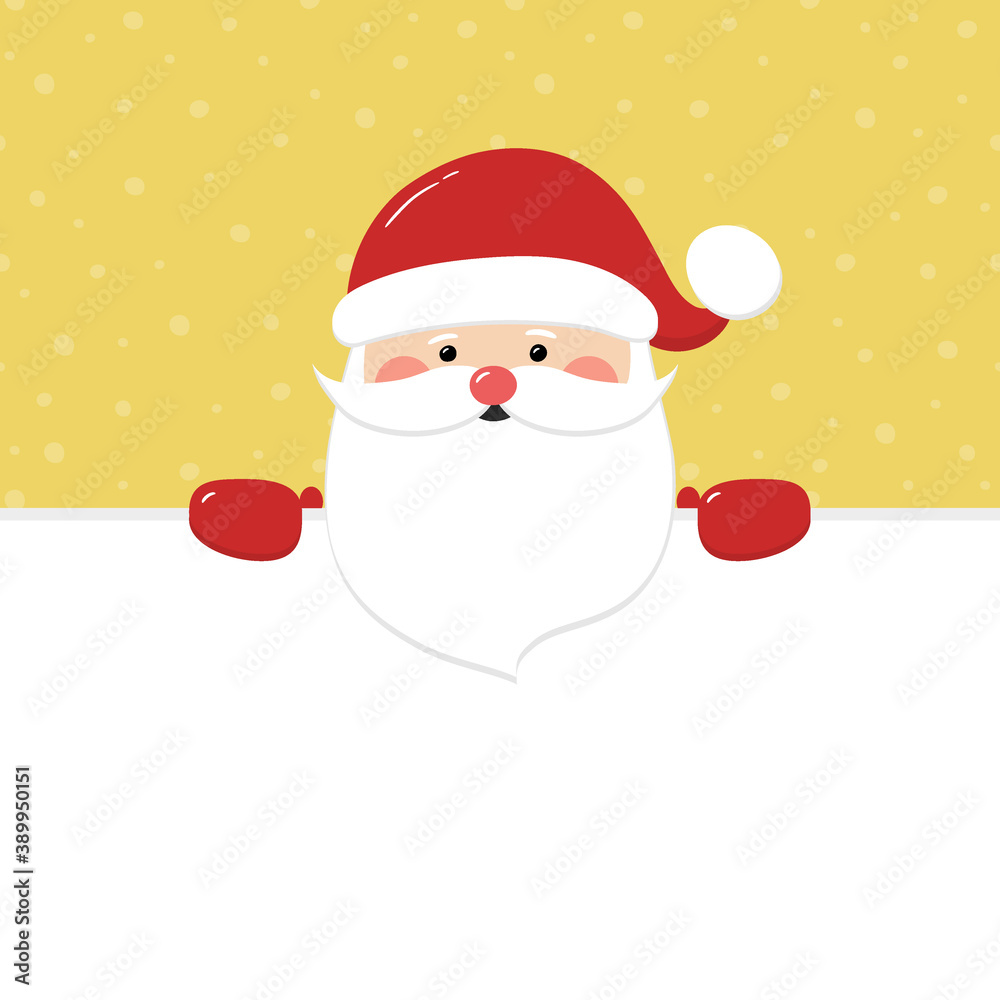 Happy Santa Claus on background with snowflakes and copyspace. Christmas decoration. Vector Happy Santa Claus on background with snowflakes and copyspace. Christmas decoration. Vector