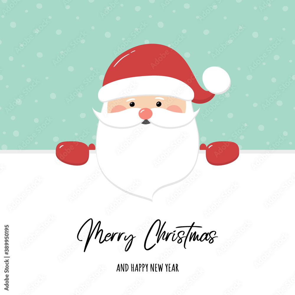 Christmas card with funny Santa Claus and wishes. Vector