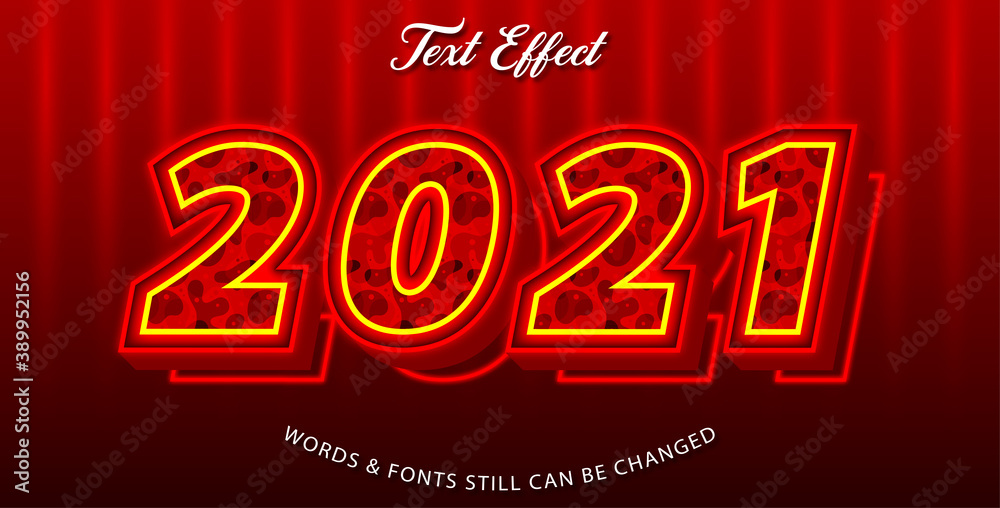 2021 red editable font effect