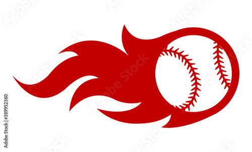 Vector illustration of baseball ball with simple flame shape. Ideal for sticker, decal, sport logo and any kind of decoration.