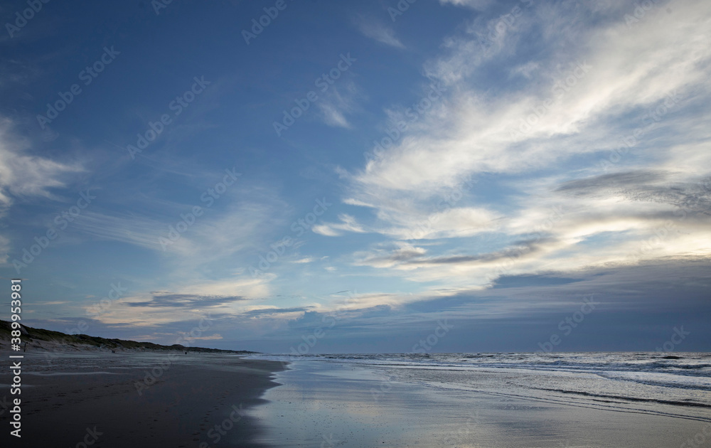 Sea, waves and beach. North sea coast. Julianadorp. Netherlands.