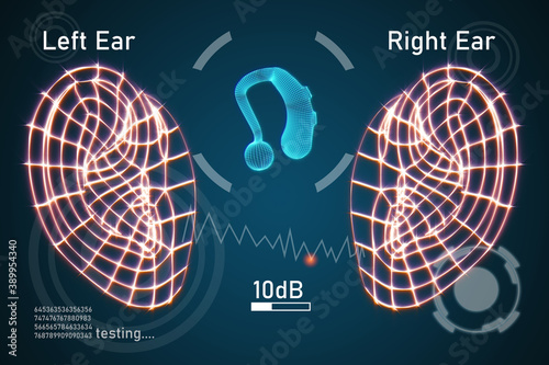 Hearing aid and the human ears during hearing tests