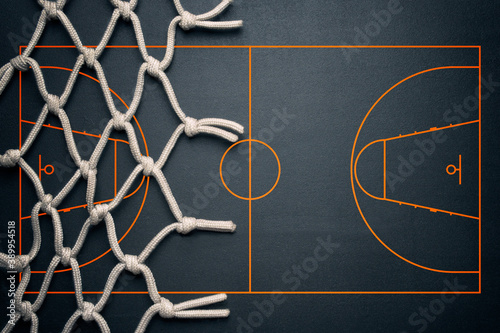 Basketball banner background. Dark basketball background with copy space.