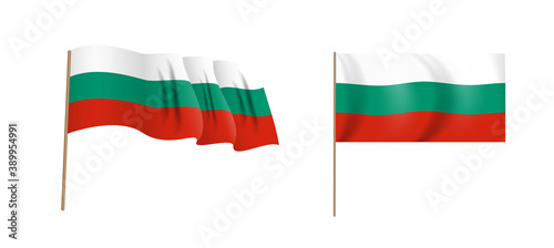 Colorful naturalistic waving Bulgaria flag. Vector Illustration