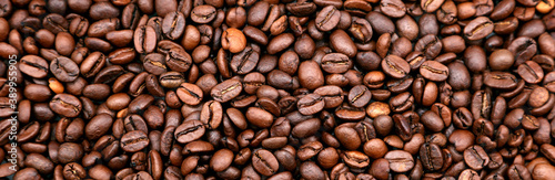 Brown roasted coffee beans banner