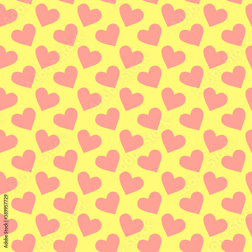 Simple hearts seamless vector pattern. Design endless chaotic texture made of heart silhouettes.