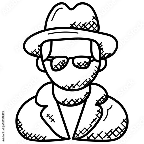 
Doodle icon design of detective 
