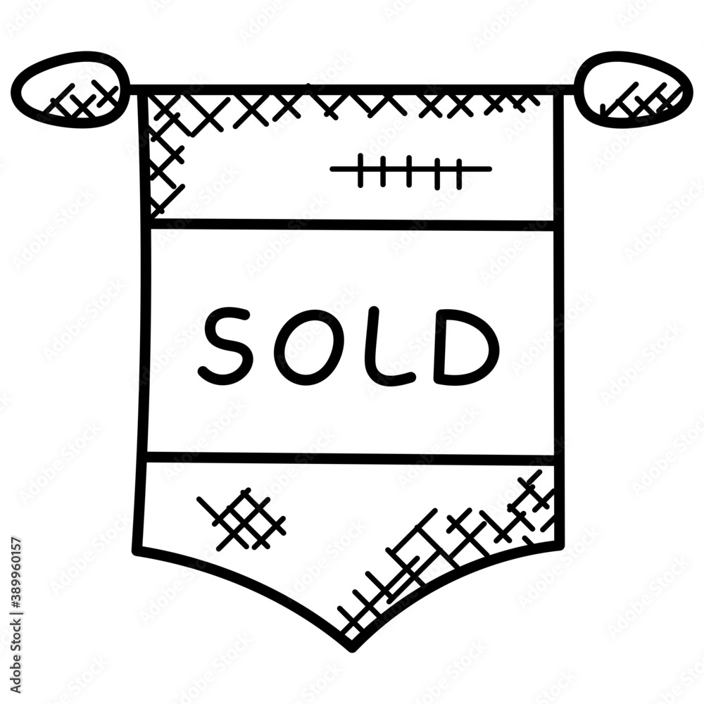 Hanging sold sign board in a house, house auction
Hanging sold sign board in a house, house auction
