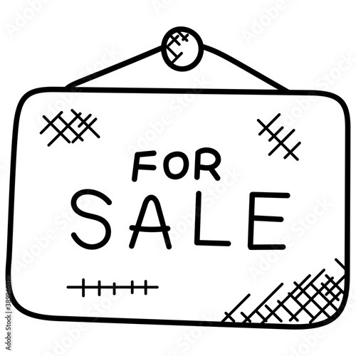 
Hanging sold sign board in a house, house auction
